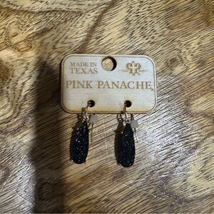 New Pink Panache gold and black druzy earrings